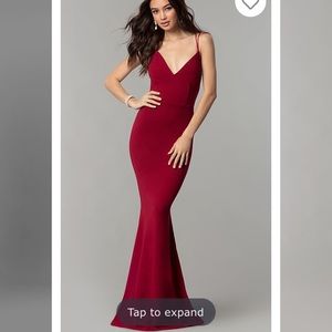 Burgundy backless long formal dress